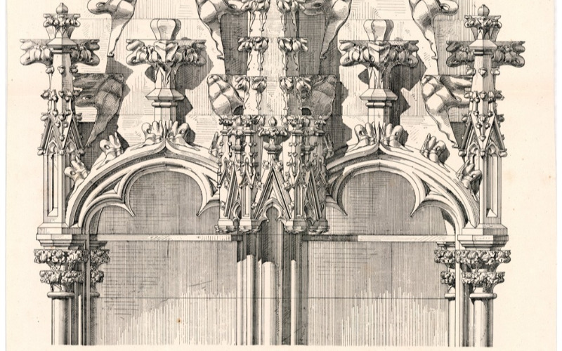 Bécsújhely, székesegyház: baldachin (MÉM MDK, Műemlékvédelmi Dokumentációs Központ, Tervtár, ltsz. K 10952)