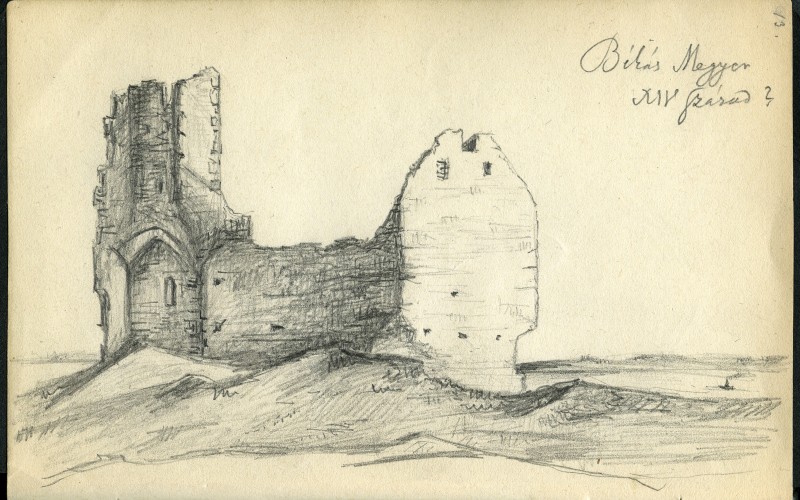 Rómer Flóris: Békásmegyeri pusztatemplom rajza, 1863. Tudományos Irattár, Lymbus, Rómer Flóris-hagyaték, XII. jegyzőkönyv