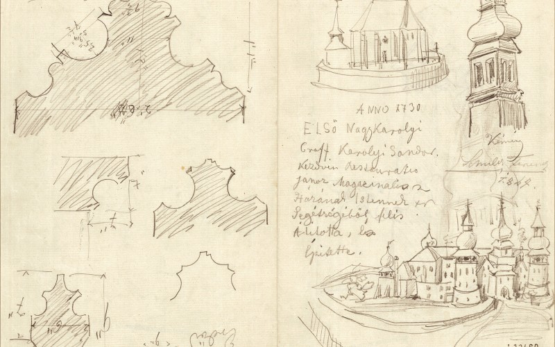 Szatmár megyei bejárás vázlataiból. Erdőd. 1864. MÉM MDK, Tervtár, ltsz. K 13460