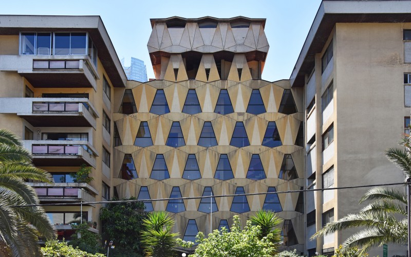 Társasház, Pio X 2470, Providencia, Santiago (tervezők: SEM – Schapira, Eskenazi y Messina Arquitectos, statikus: Carlos Sandor), 1965–1966, fotó: Sebestyén Ágnes Anna