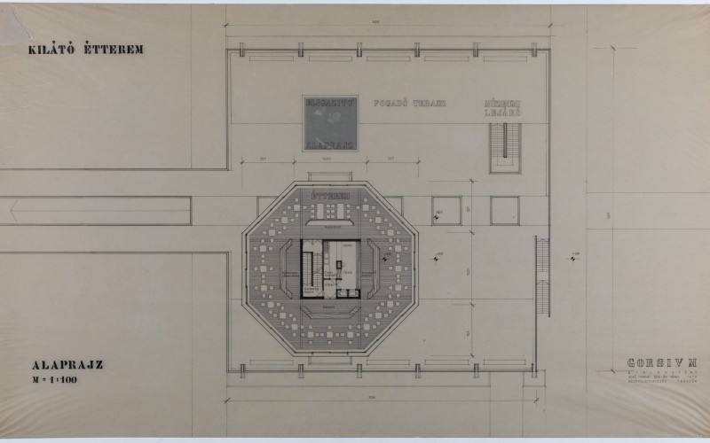 Sebő Ferenc: Gorsium, kilátó étterem alaprajza, 1970.  MÉM MDK Múzeumi Gyűjtemény